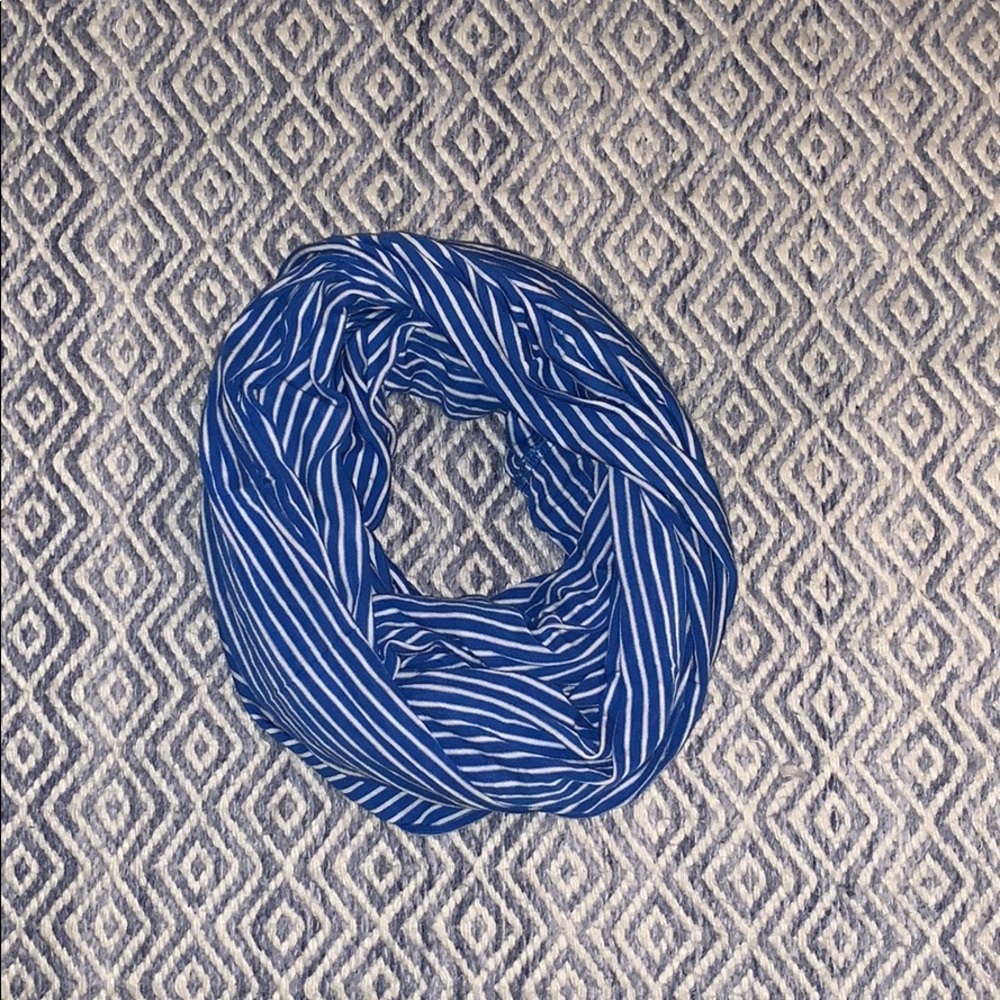 J.Crew blue and white striped infinity scarf